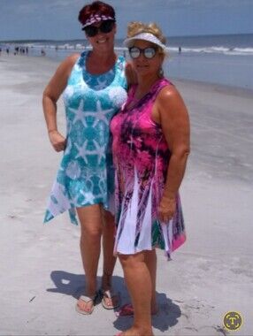 Simply Couture Summer Dress Turquoise Sea Scene XL